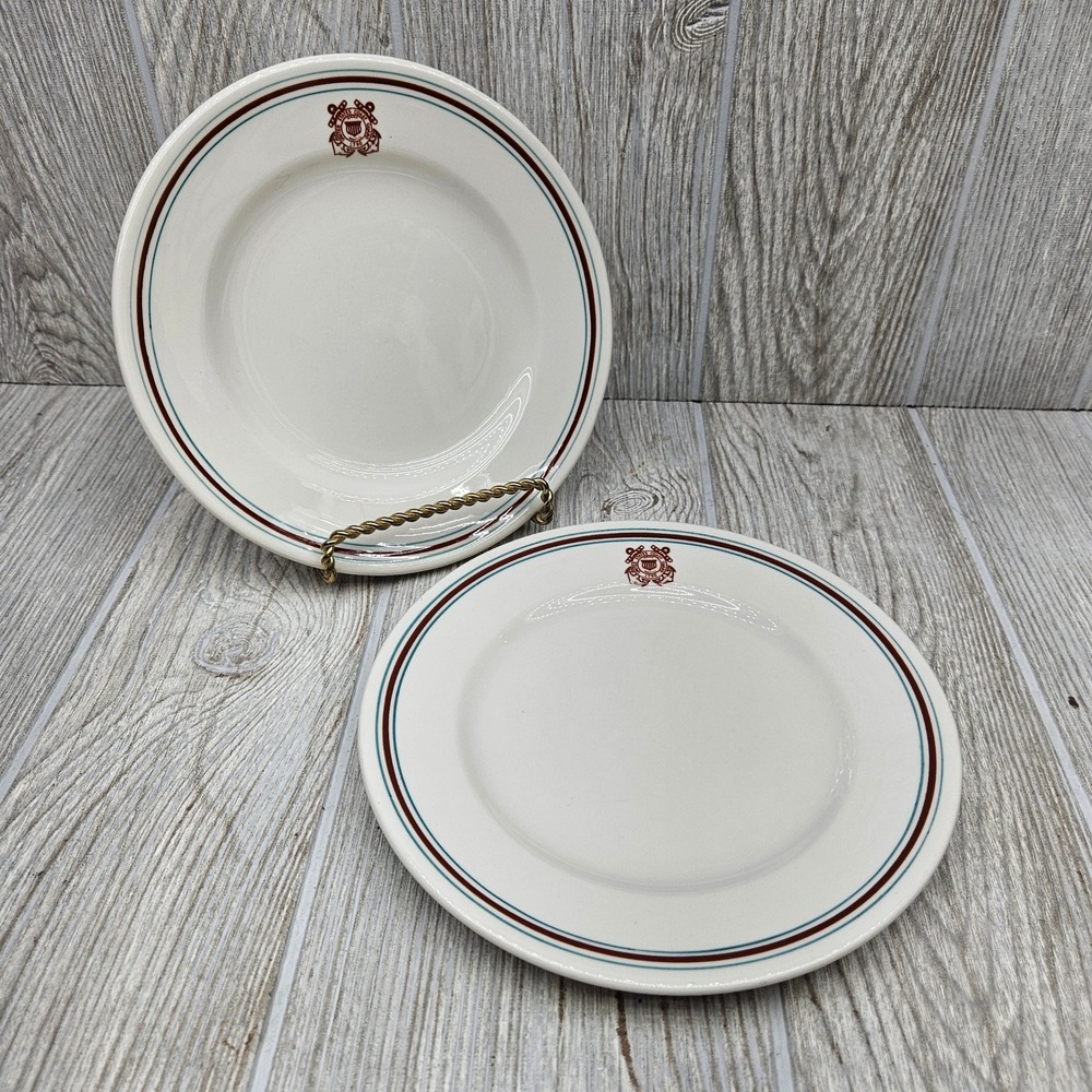 Set of 2 Vintage Mayer China‎ US Coast Guard Salad Dessert Plates 7" USCG